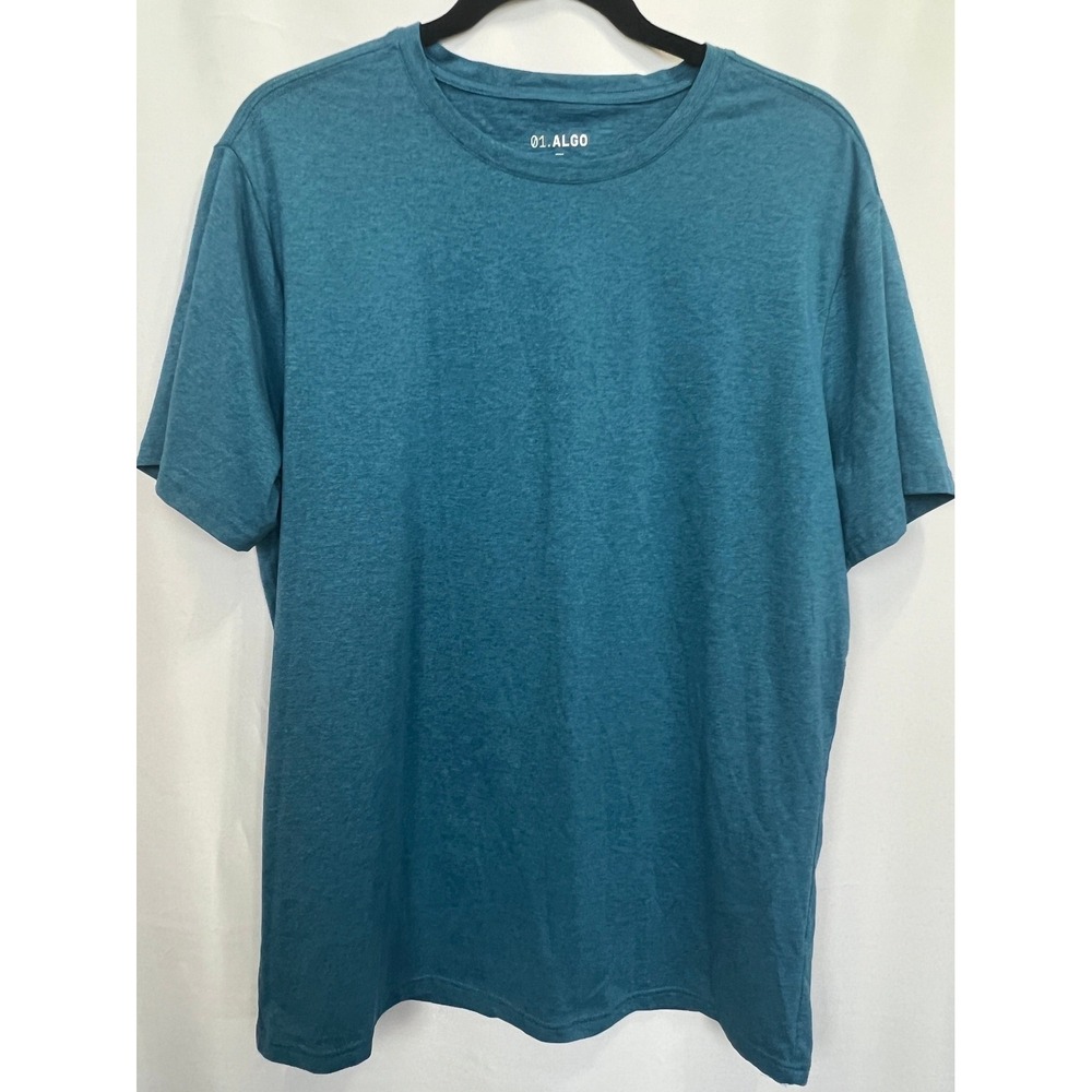 01.ALGO Mens Performance T-Shirt Teal Blue Recycled SPF 40 Quick Dry Large